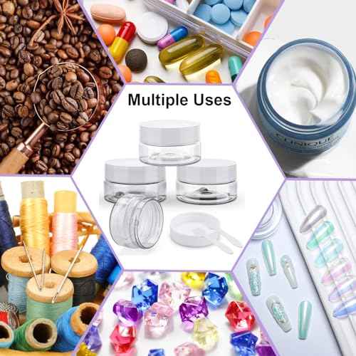 Cosywell Travel Cream Jars for Toiletries TSA Approved 0.7oz 4 Pack Refillable Cosmetic Containers Leak-proof Plastic Travel Size Containers with Lid for Lotion Makeup Cosmetics ( Clear)