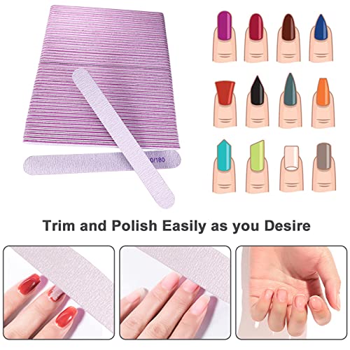 50 Pcs Double-Sided Nail Files - 100/180 Grit Emery Boards for Acrylic & Natural Nails