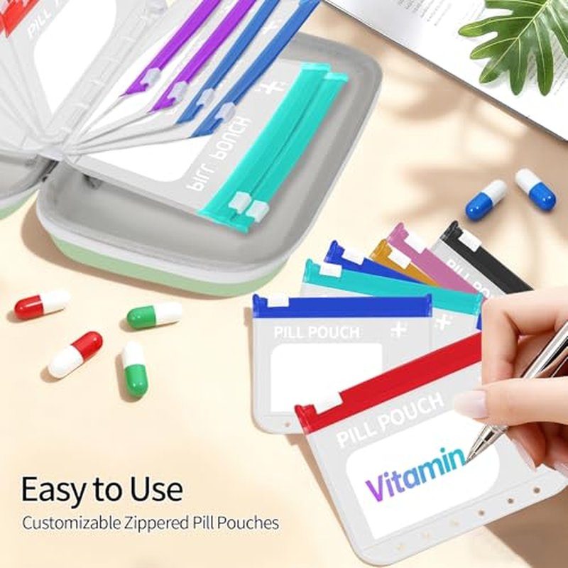 Extra Large Weekly Pill Organizer with 14 Coded Pouches
