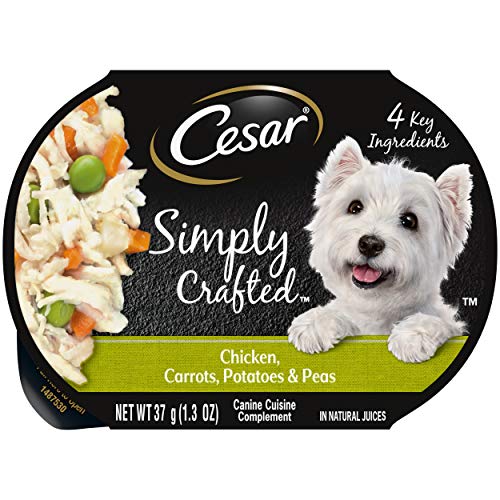 CESAR Simply Crafted Adult Wet Dog Food Meal Topper, Chicken, Carrots, Potatoes & Peas, 1.3oz., Pack of 10