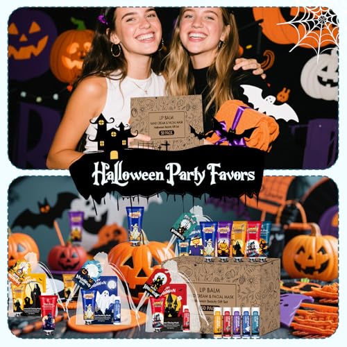 50 Pack Halloween Skincare Gift Set - Hand Cream, Masks & Lip Balm