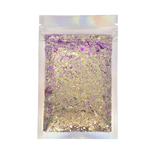 Color Shift - Chunky Cosmetic Glitter ? Festival Rave Beauty Makeup Face Body Nail ? (Lilac/Purple)