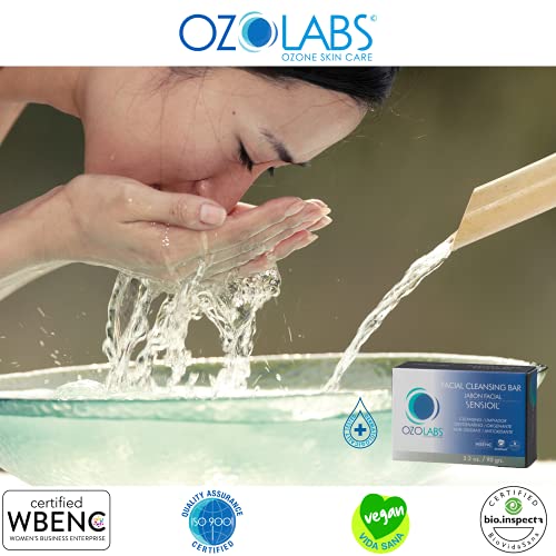OZOLABS | facial cleansing bar with certified organic ozonated oils | Deep Cleansing & Hydrating face soap | Gentle for sensitive skin | vegan fragrance free | daily cleanse routine | 3.2 oz