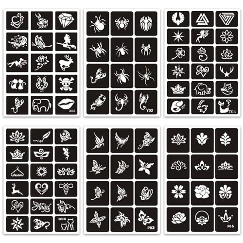 344 PCS Temporary Tattoo Stencils Reusable Kit