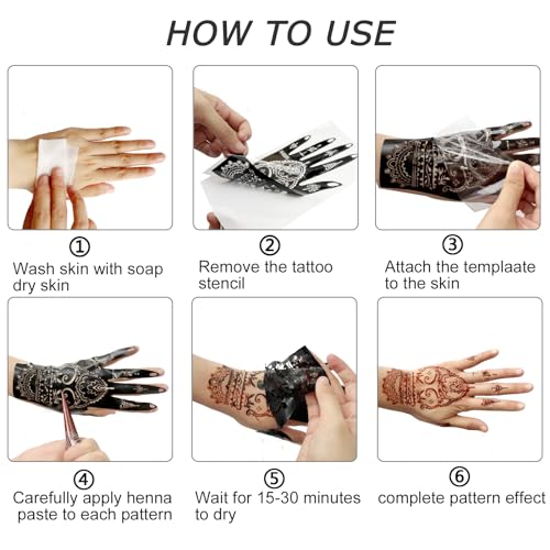 Henna Stencils 18 Sheet Henna tattoo kit Hands henna Tattoo Sticker Indian Temporary Tattoo Stencil Self Adhesive Tattoo Templates