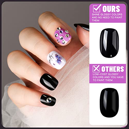 Teenitor Short Press On Nails Set - 576 Pcs Matte & Glossy Fake Nails with Glue and Decor