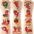 Chili Cook Off Temporary Tattoos - 200 Spicy Pepper Fiesta Decorations Supplies, Mexican Party Favors Fake Tattoo for Cooks Guests, School Prize (8 sheets)