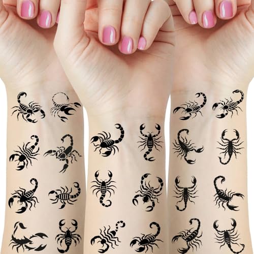 Black Scorpion Temporary Tattoo Sheets - 12 Pack