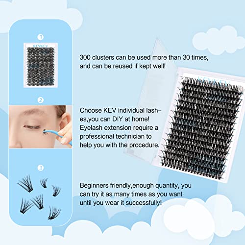 300 Pcs Individual Lashes Lash Clusters DIY Lash Extension Cluster Lashes that Look Like Eyelash Extensions Self Applicaton at Home Volume Dramtic Look(50D,D-18mm)