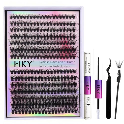 HKY Wispy Lash Clusters Kit - 280pcs 30D-40D C Curl with Tweezers