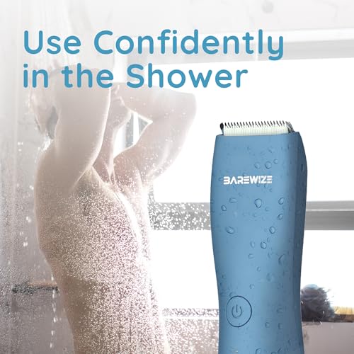 Body Hair & Pubic Hair Trimmer for Men & Women, Painless Electric Body & Bikini Shaver | Waterproof, Type-C Rechargeable, LED Light, Replaceable Blade, Manscape Personal Groomer (Denim Blue)