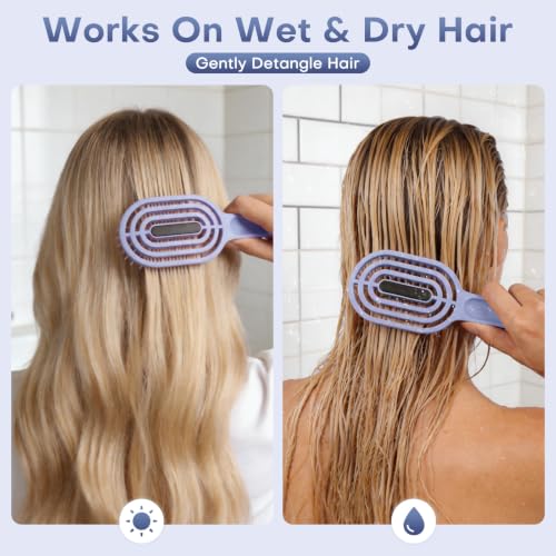 Segbeauty Blue Travel Wig Extension Detangler Brush - Long Handle