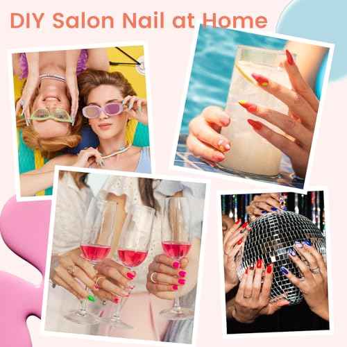 Quaferen Almond Nail Tips Short: 504pcs Pre-shape Acrylic Fake Nails Tips Almond Shape - 12 Sizes Soft Gel Full Cover Clear Gelly Press on False Tip for Nail Extension Salon Home