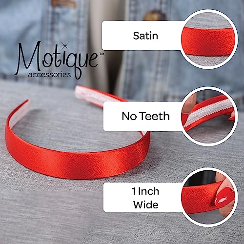 Motique Accessories 1 Inch White Satin Hard Headband