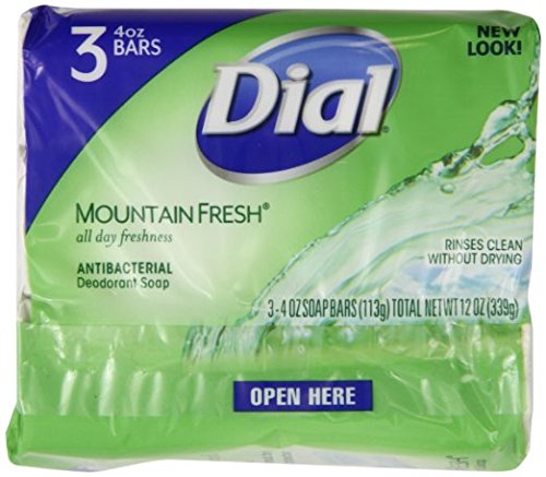 Dial Antibacterial Bar Soap, Mountain Fresh, 4 Ounce, 3 Bars