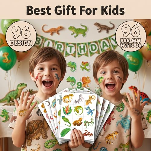 96 Reptile Temporary Tattoos for Kids | Party Favors