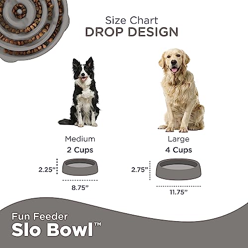 Outward Hound Fun Feeder Slo Bowl, Slow Feeder Dog Bowl, Medium, Grey