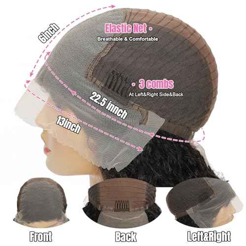 Lace Front Wigs Human Hair 13x6 Water Wave Lace Frontal Wigs Human Hair for Women 180% Density HD Transparent Glueless Virgin Human Lace Front Wigs Pre Plucked 30Inch