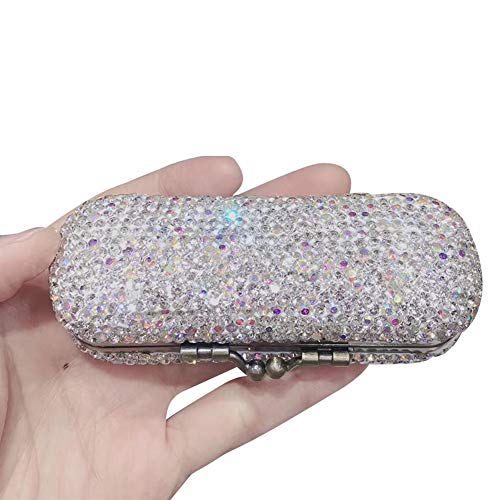 Lipstick Case Holder with Mirror & Rhinestone Design