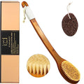 Natural Boar Bristle Bath Brush with Long Bamboo Handle