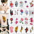 24 Sheets Watercolor Flower Temporary Tattoos for Kids