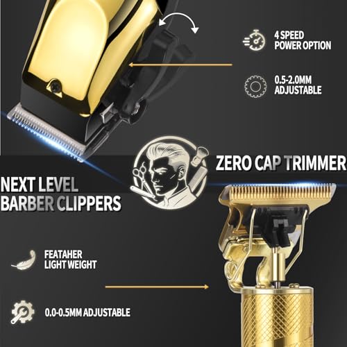 pebsoa¢ç Men's Professional Hair Clipper, Cordless Trimming Kit with Gradation Attachments, Razor & Nose Hair Trimmer 4-Piece ?All-in-One Salon & Home Grooming Set