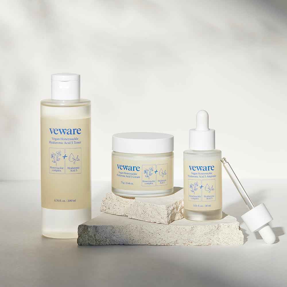 Veware Vegan Honeysuckle Hyaluronic Acid 5 Moisturizing Cream - Soothing & Hydrating for Sensitive Skin - Fragrance-Free, Alcohol-Free, 75g