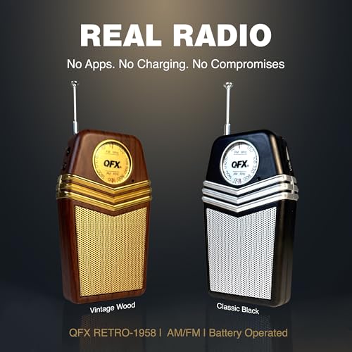 QFX Retro 1958 Portable AM FM Radio with Telescoping Antenna