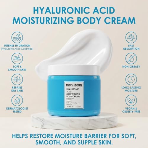 Maruderm Hyaluronic Acid Body Cream - Intense Moisturizer for Dry Skin 400ml