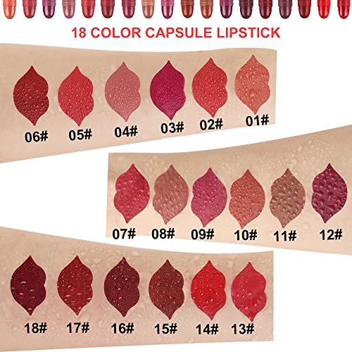 18-Piece Mini Matte Lipstick Set, Waterproof Long-Lasting