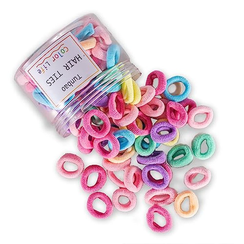 100 Mini Soft Cotton Baby Hair Ties for Toddlers & Kids