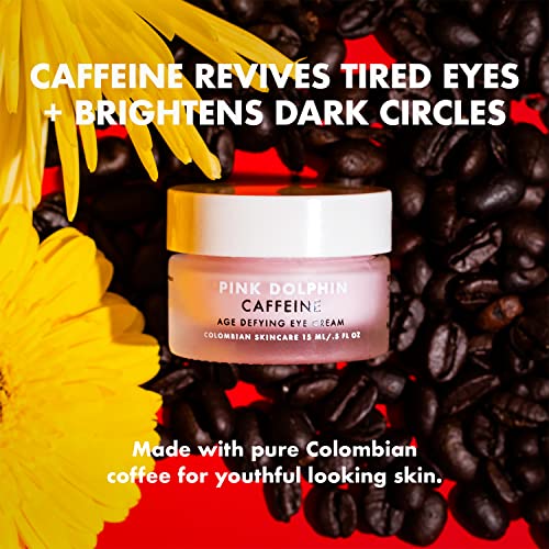 Pink Dolphin Caffeine Eye Cream ? Anti-Aging Eye Treatment for Dark Circles, Puffiness & Fine Lines ? Hydrating Formula with Caffeine & Hyaluronic Acid Skincare - 0.5 fl oz