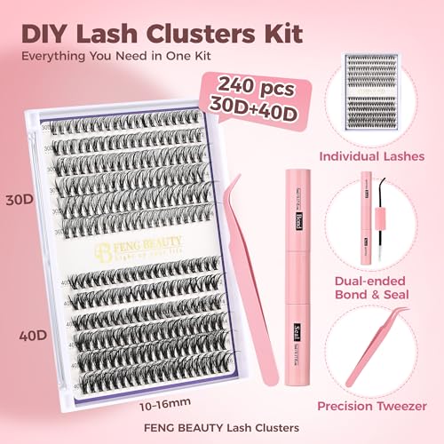 Eyelash Clusters Kit 240PCS 30D 40D Mixed 10-16mm
