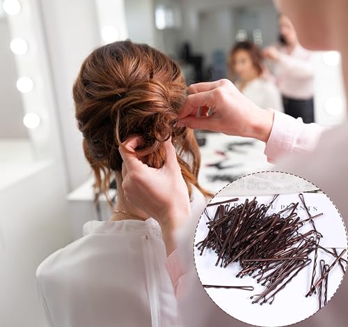 Brown Bobby Pins 100 Pcs Non-Slip Wavy Hair Clips for Women - Durable Enamel Finish