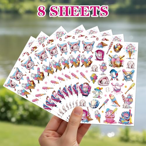 Baseball Ice Cream Drip Temporary Tattoos, 200+ Designs