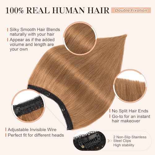 Halo Hair Extensions Real Human Hair,S-noilite Halo Hair Extensions,Halo Hair Extension for Women,100% Human Hair Halo Extensions,Halo Hair 55g/12inch 06 Light Brown