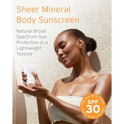 Kerstin Florian Sheer Mineral Body Sunscreen SPF 30 | Waterproof UVA/UVB Sun Protection with Natural Zinc Oxide | Reef Safe Fragrance Free Formula for Sensitive Skin to Moisturize & Protect | 6 fl oz