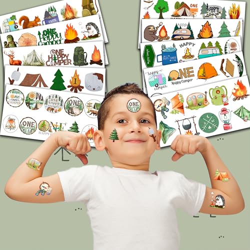 Camper Temporary Tattoos - 100 PCS (10 Sheets) 1st Birthday Party Favors