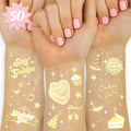 xo, Fetti Golden Birthday Temporary Tattoos - 50 gold styles | Birthday Party Decorations, Fun Birthday Girl Party Favors, HBD, Older Wiser Hotter, Fifty and Fabulous, Funny Bday Gift