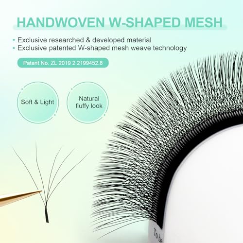 NAGARAKU 5D W Shape Eyelash Extension Supplies Natural Soft Volume 0.07mm D curl 10mm Premade Fans Faux Mink Matte Black Cluster Easy Fanning False Lashes