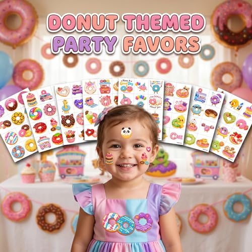 96 Donuts Temporary Tattoos for Kids | Waterproof Party Favors