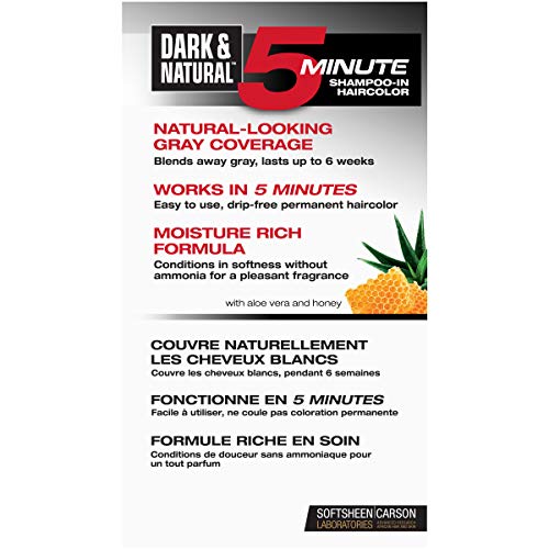 SoftSheen-Carson Dark & Natural Hair Color for Men 5 Minutes, Gray Coverage for Up To 6 Weeks, Shampoo-in Permanent Hair Dye, Jet Black, Ammonia Free, Natural Black
