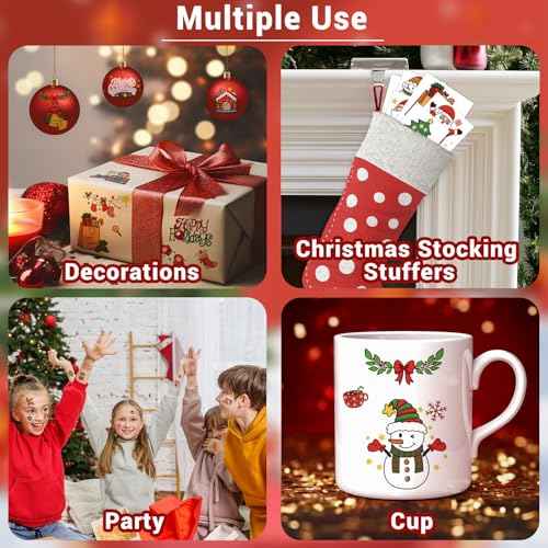 350+ PCS Christmas Temporary Tattoos for Kids, Xmas Santa Claus Snowman Penguin Elk Tattoos Stickers, Christmas Stocking Stuffers Fake Tattoos for Girls Boys, Party Supplies Favors Decors, 36 Sheets