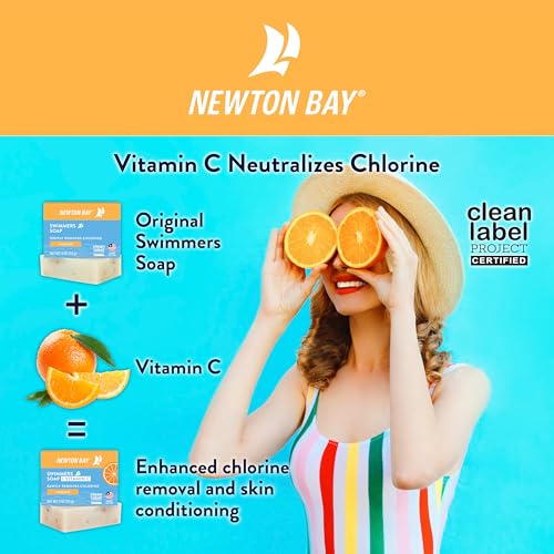 Swimmers Soap + Vitamin C | All Natural Body and Face Wash Soap Bar | Neutralizes and Washes Away Chlorine After Swimming | Revitalizes Sensitive Skin | 2-Pack of 4 Ounce Soap Bars