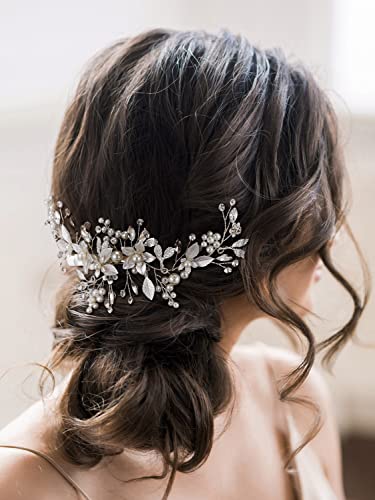 Silver Wedding Hair Clip with Rhinestones | Handmade Bridal