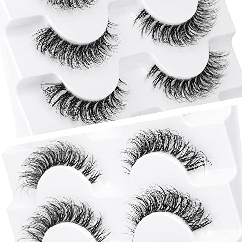 JIMIRE Demi-Wispy 13MM Faux Mink Eyelashes Clear Band 7 Pairs