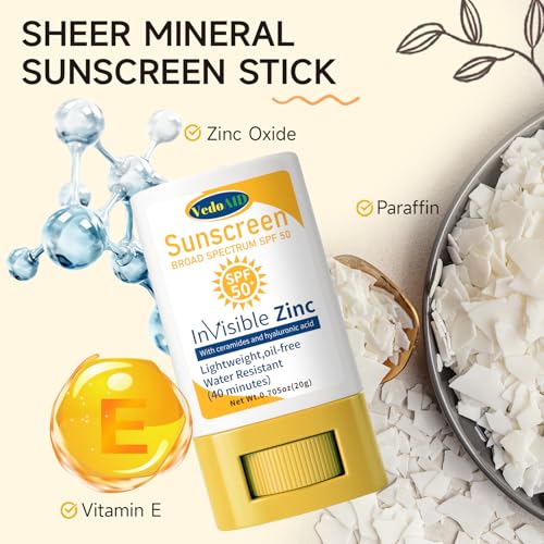 VedoAID Invisible Zinc Sunscreen Stick SPF 50 - Water Resistant & Hydrating