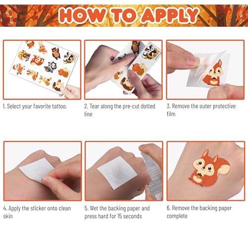 96 PCS Woodland Animal Temporary Tattoos for Kids