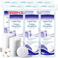 Premium Cotton Pads for Face, 600 Count Round Makeup Remover Pads, 100% Pure & Natural Organic Cotton Rounds, Lint-Free Facial Pads Cleansing Cotton (100 Count (Pack of 6))