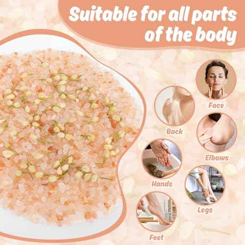 3 Pack Pink Bath Salts - Foot Soaking Salts Himalayan Pink Salt with Rose Petals Marigold and Jasmine Buds Himalayan Salt for Men and Women Nourishing Soothing and Relaxing Skin 140g(Pack of 1)